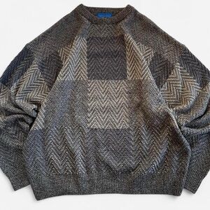 Vintage Towncraft Brown Grey Blend Knit Slouchy Cozy Grandpa Sweater